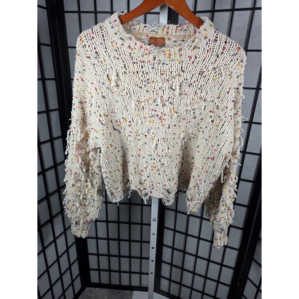 POL Grunge Chunky Confetti Knit Distressed Sweater size Medium - Picture 1 of 5